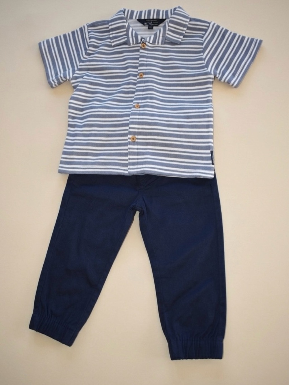 Ben Sherman Blue and White Striped Shirt with Navy Pants Kids Matching Set